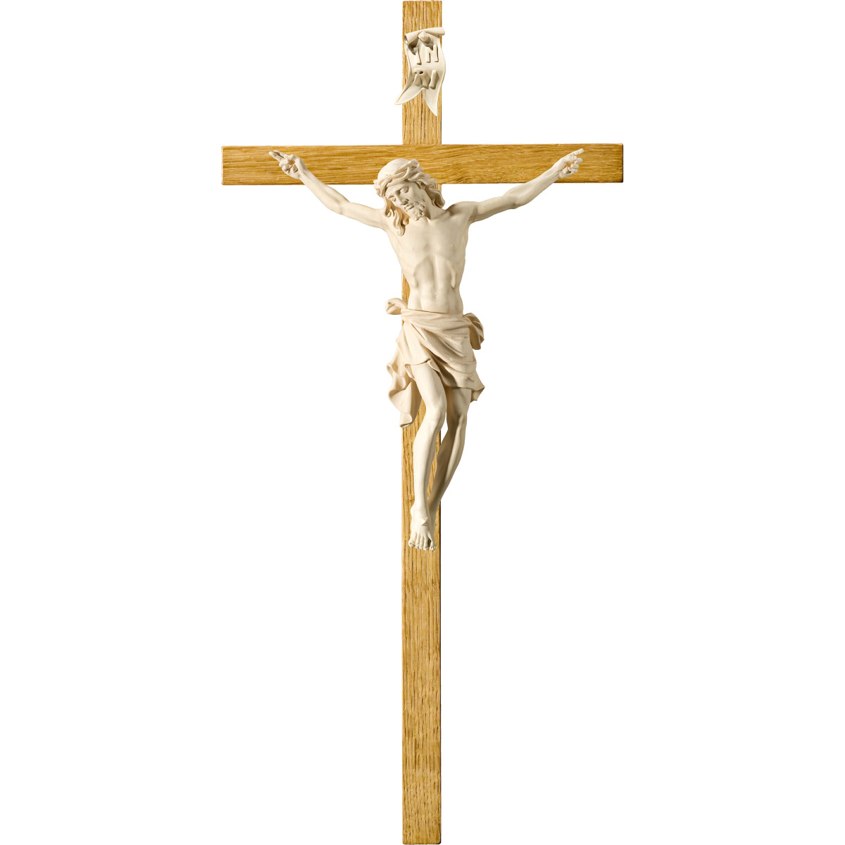 Cristo Pisa en cruz de roble